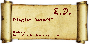 Riegler Dezső névjegykártya